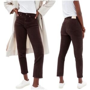 Everlane Baby Cord Cheeky‎ Crop High Rise Straight Corduroy Pants Purple Plum 27